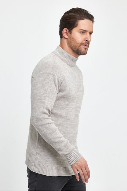 Beige Half Turtleneck Regular Fit