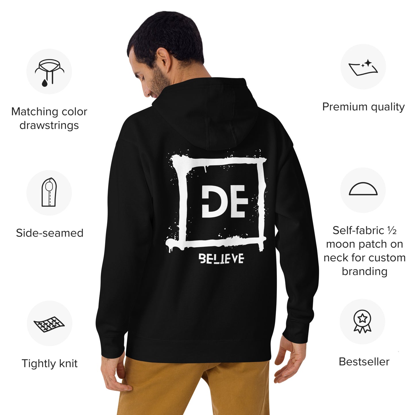 DanielEden Premium uniseks hoodie "BELIEVE"