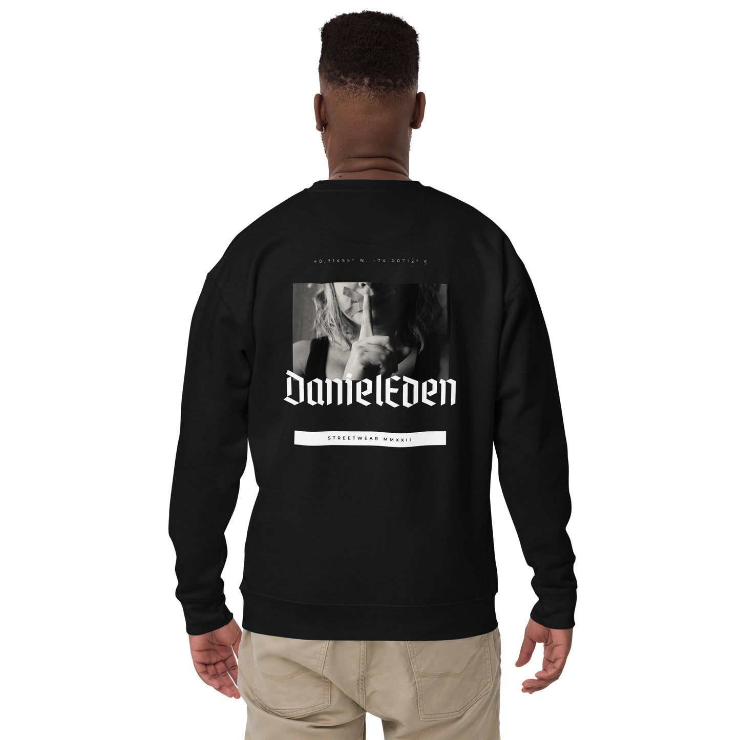DanielEden Uniseks premium sweatshirt ‘Quiet’