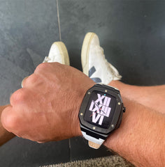 The Rosetta Black with White Leather